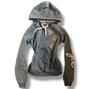 Y2K American Eagle Dark Grey Tight Fitted Spellout Hoodie